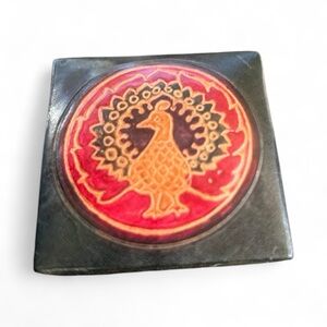 Vintage rare small coin pouch tooled leather rooster artsy western vibes